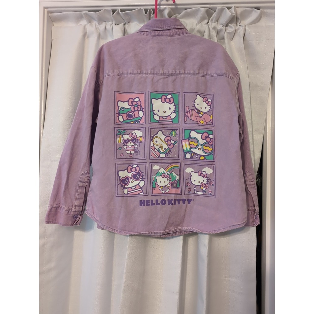 Hello Kitty Girls Purple Denim Cotton‎ Shirt Jacket  Size Small